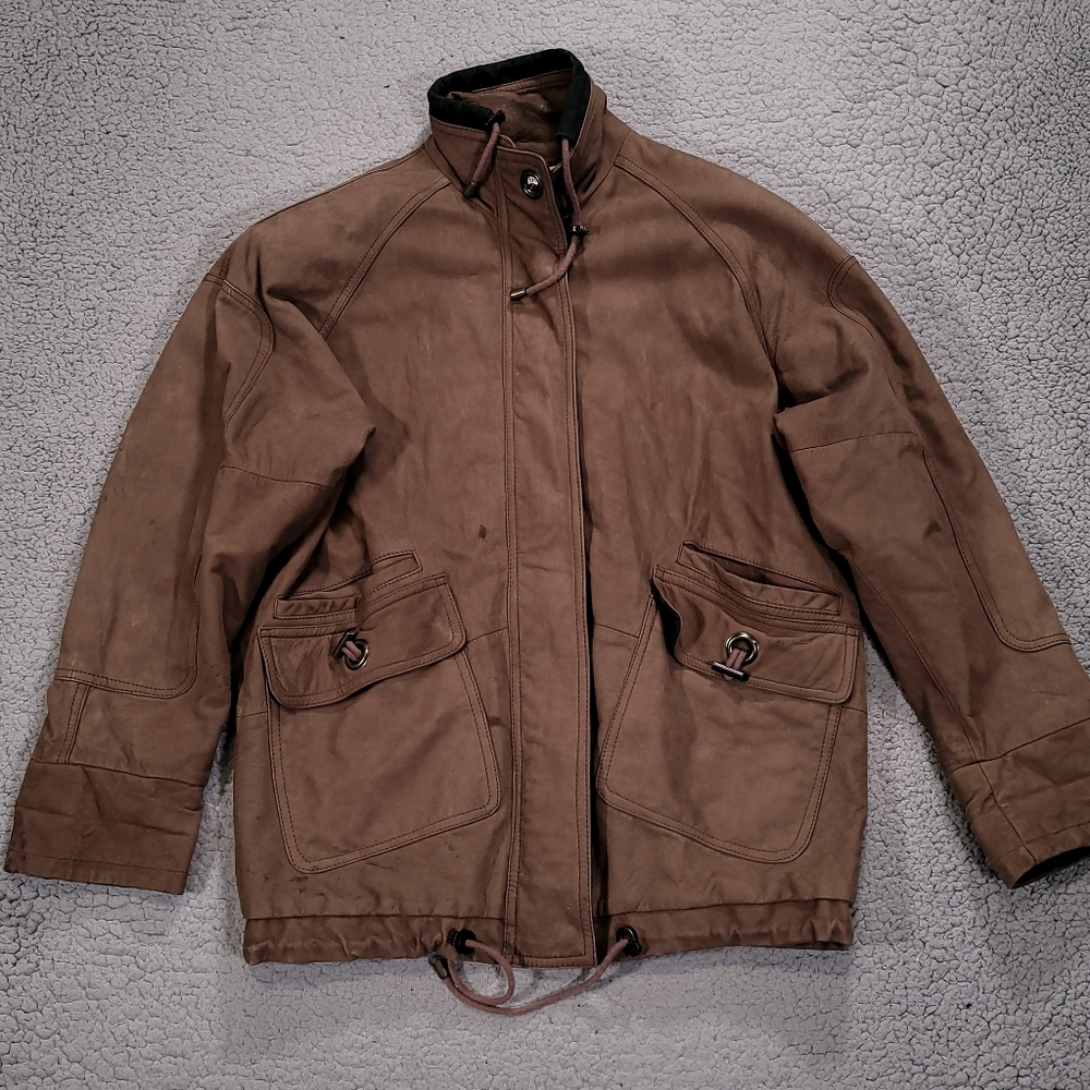 Charles Klein Leather Jacket Womens Medium M Brown Western Rodeo American